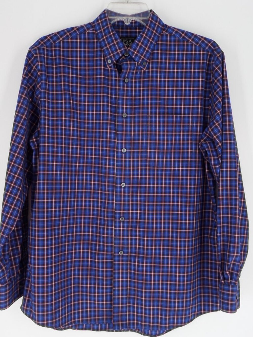 Jos A. Banks Traveler Tailored Fit LS 100%  Cotton Plaid Shirt Size L EUC